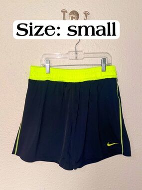 Nike Black Shorts with Neon Yellow Waistband and Piping
